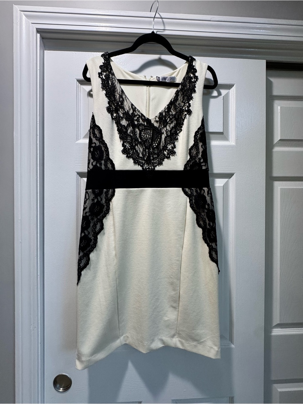 J. Lo sheath dresses cream and black 12
